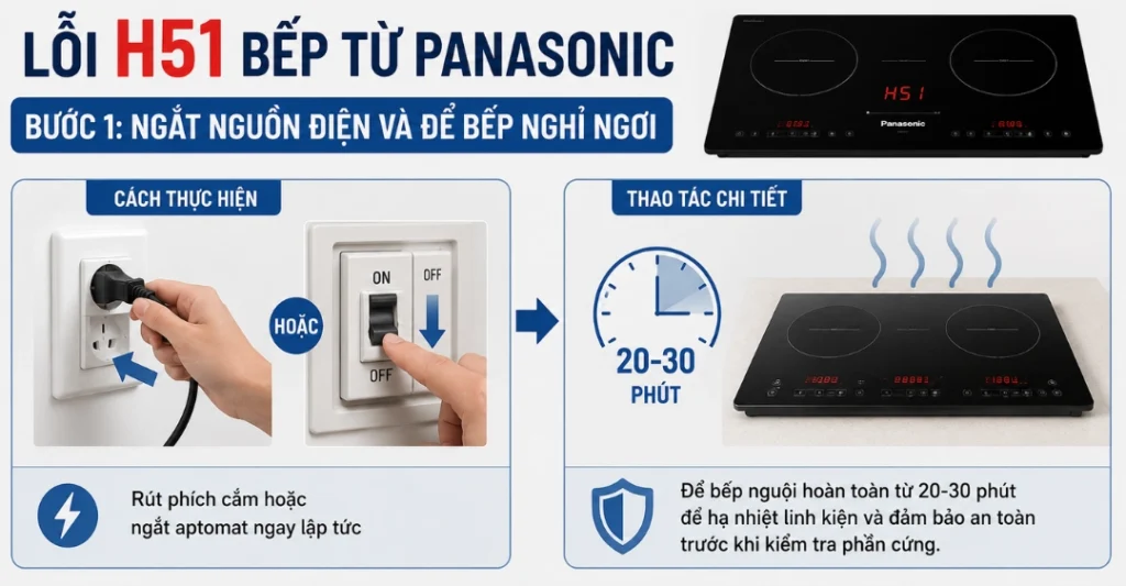 sửa lỗi H51 bếp từ Panasonic
