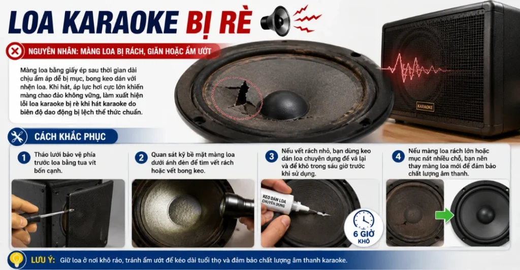 Màng loa vật lý bị rách, giãn hoặc ẩm ướt