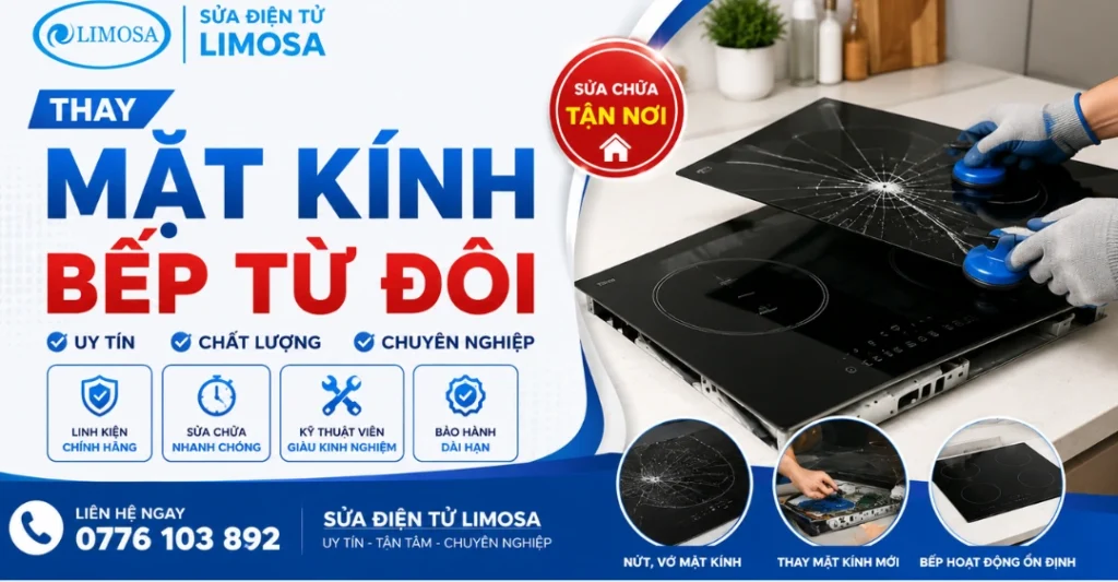 Thay Mặt Kính Bếp Từ Đôi tại Sửa Điện Tử Limosa