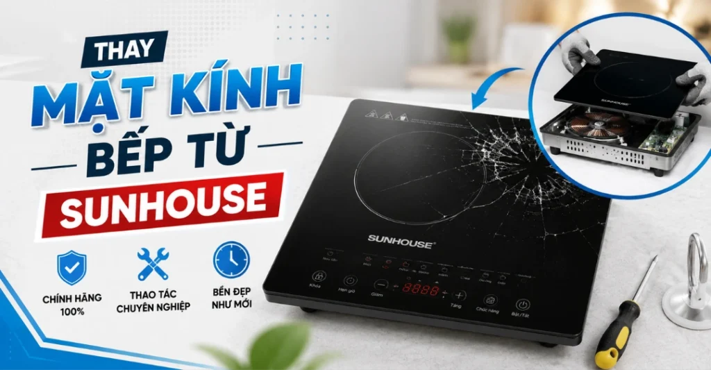 thay mặt kính bếp từ Sunhouse