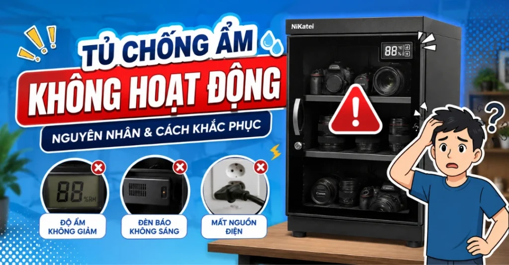tủ chống ẩm không hoạt động