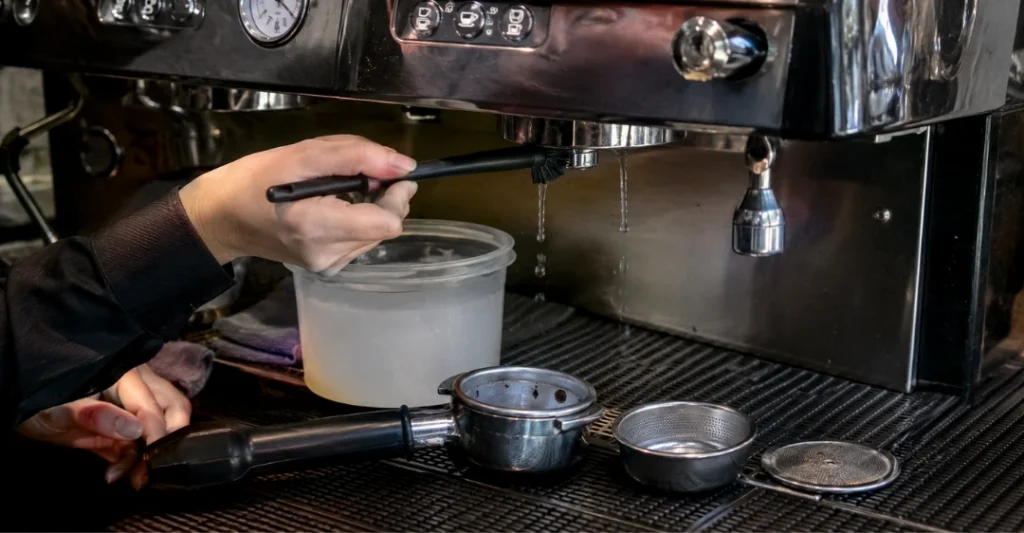 Vệ sinh đầu pha và phụ kiện máy pha cà phê