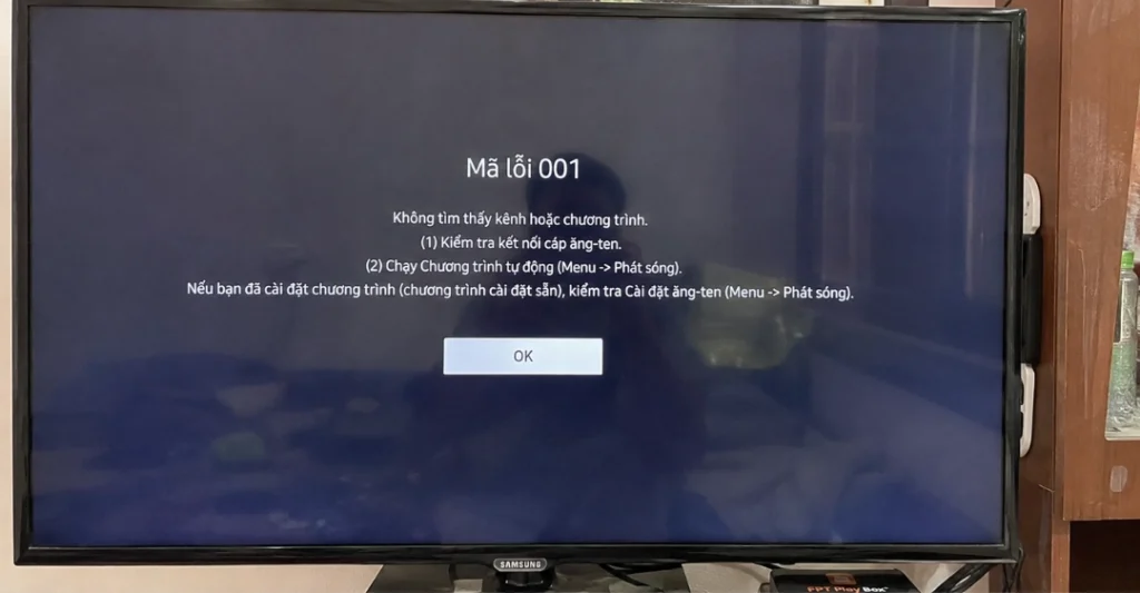 Mã lỗi 001 trên tivi Samsung