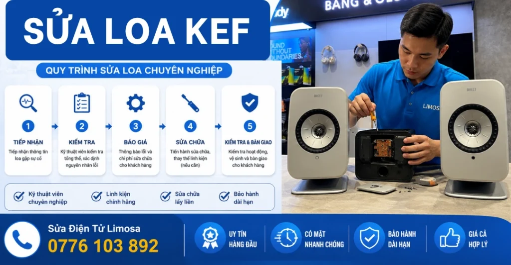 Quy trình sửa loa KEF tại Sửa Điện Tử Limosa