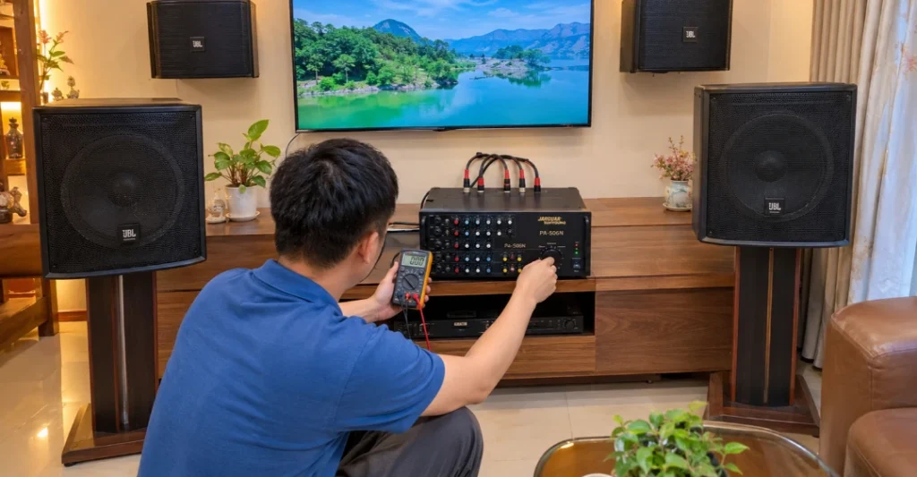 Hệ thống 4 loa đã đấu nối hoàn tất vào Jarguar 506N
